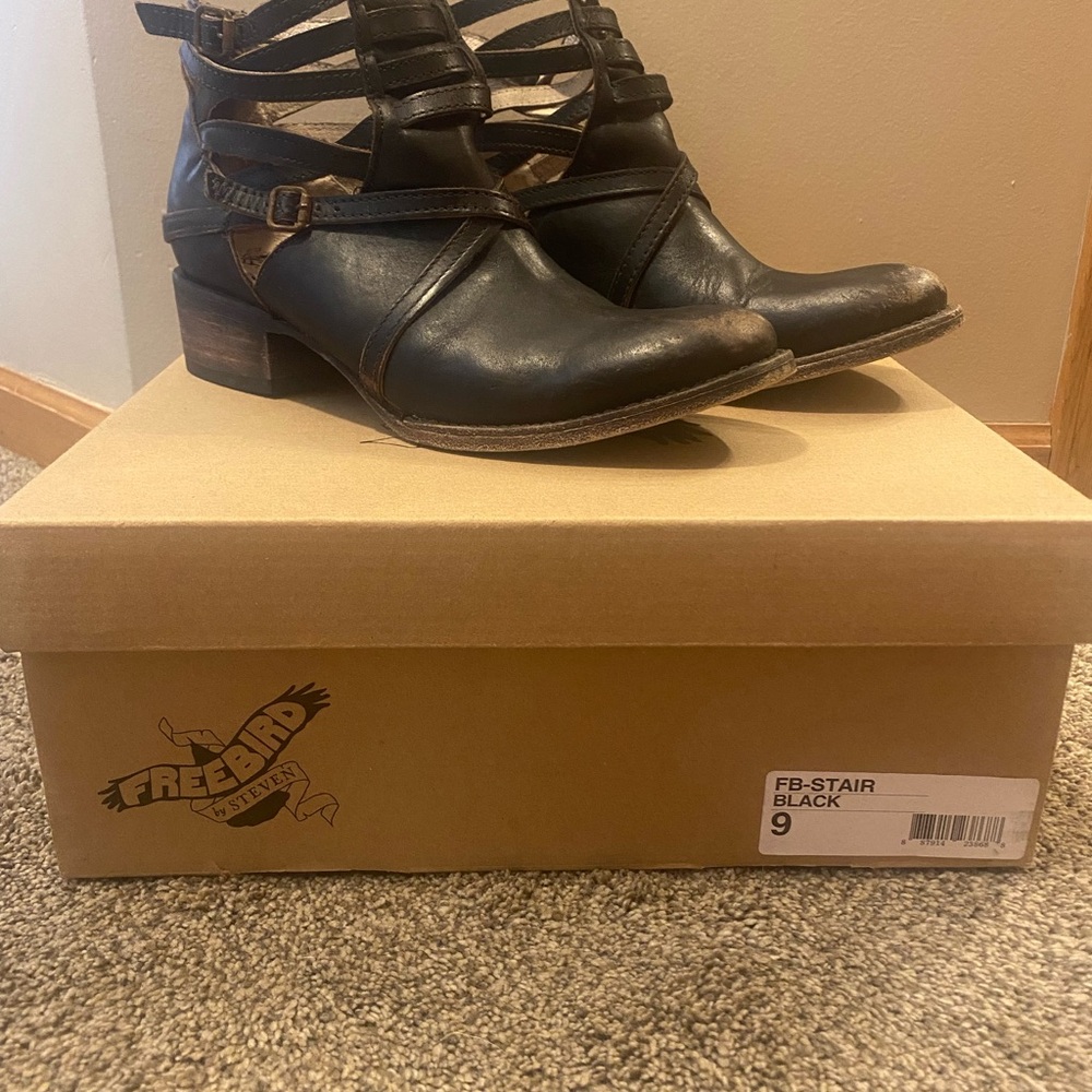 Freebird Black/brown Leather Ankle Boots